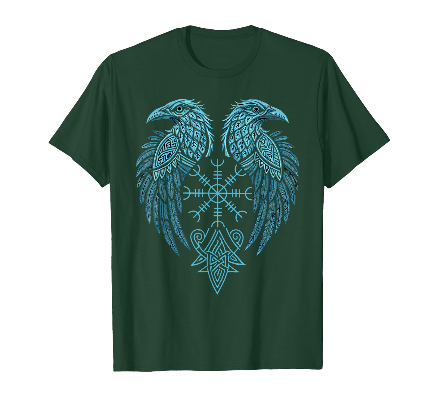 Aegishjalmur - Norse Symbol - Huginn & Muninn Viking Raven T-Shirt