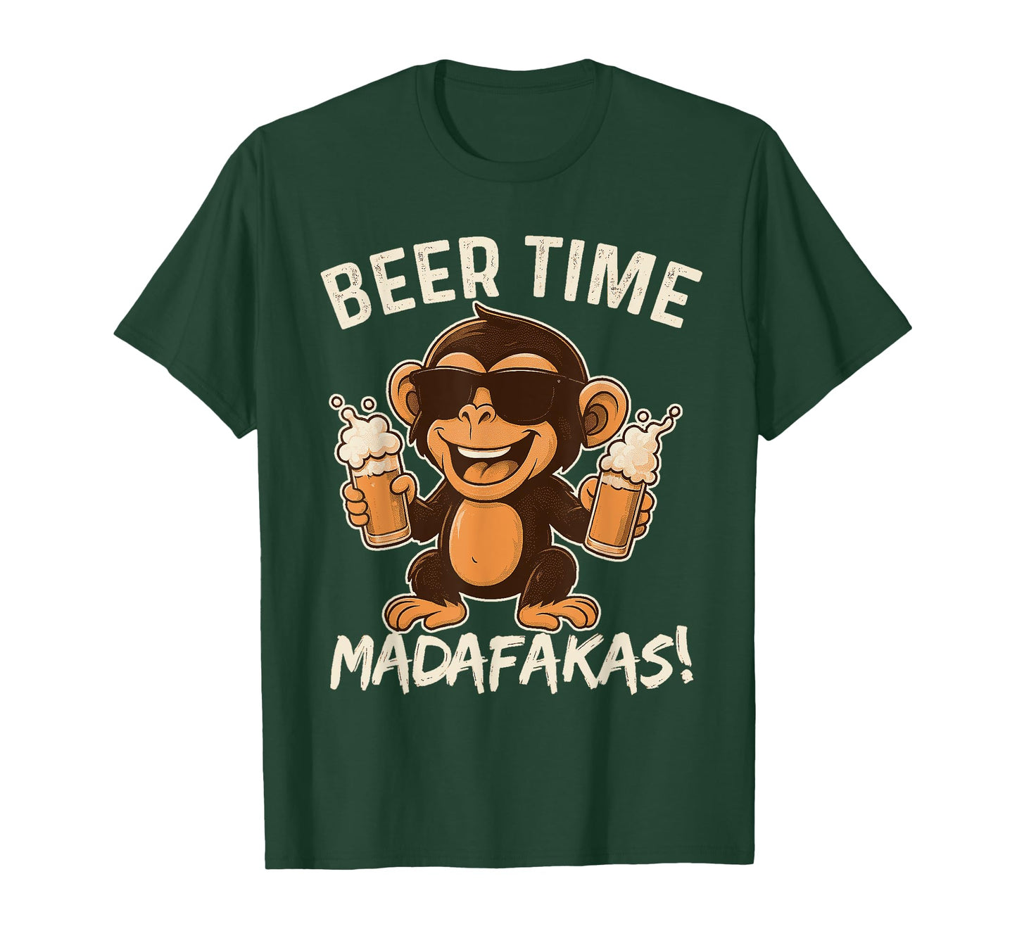 Beer Time Madafakas Funny Monkey T-Shirt