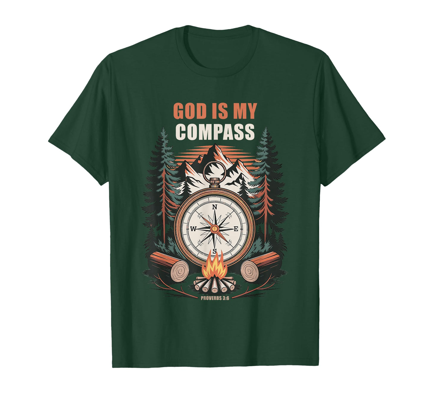 GOD is My Compass – Proverbs 3:6 Christian Faith Camping T-Shirt