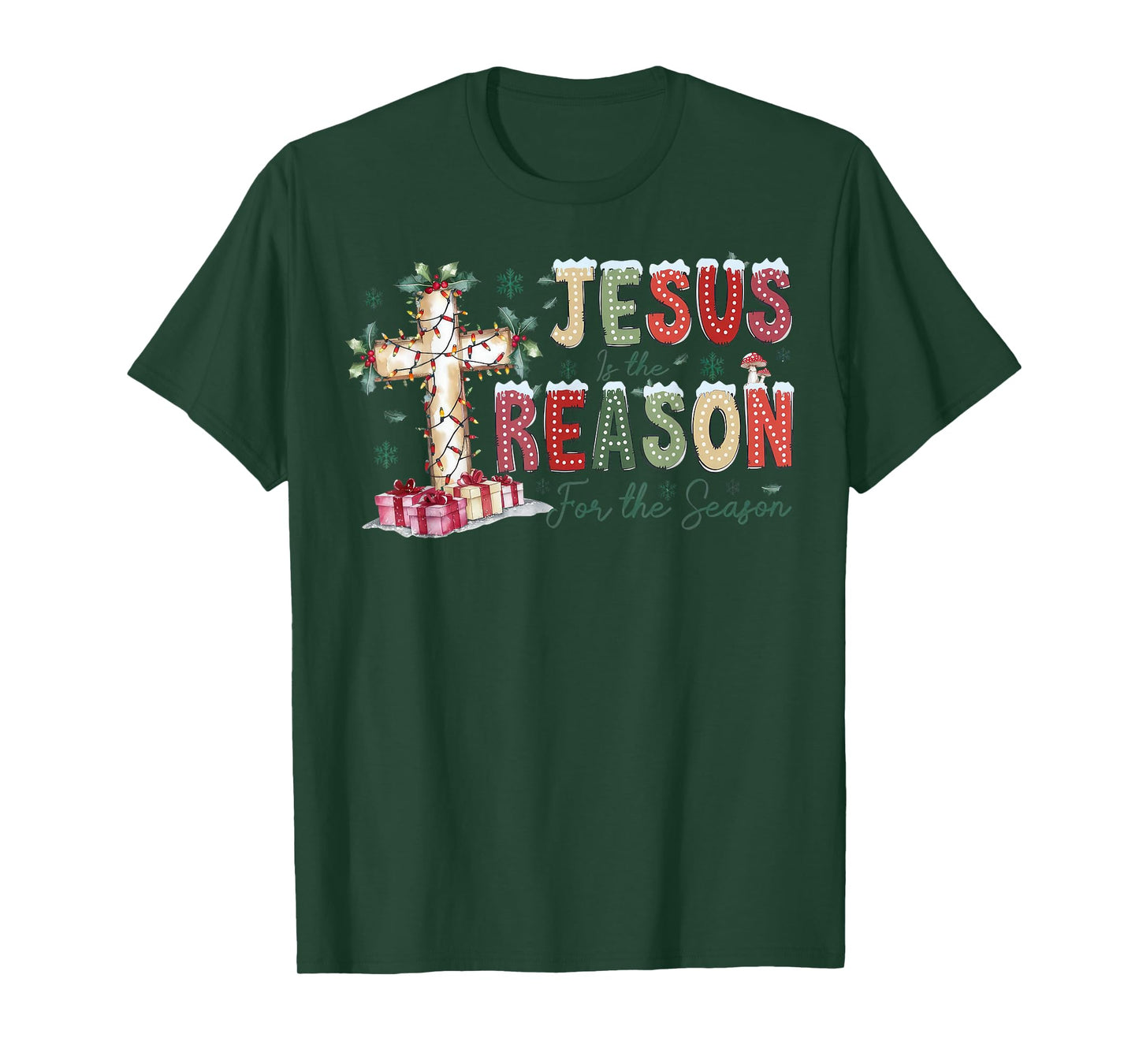 Jesus Is The Reason For The Season Religious Christmas Cross T-Shirt