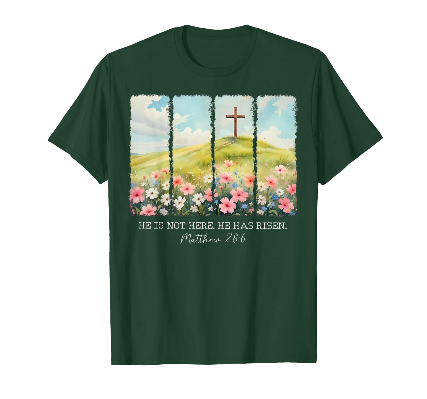 He Is Not Here He Has Risen Jesus Christian Happy Easter Tee T-Shirt