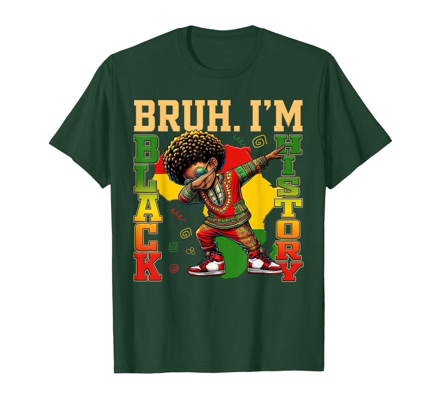 I Am Black History Dabbing Afro Men Boy Black History Month T-Shirt