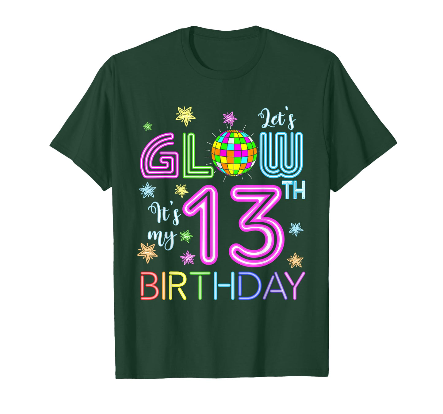 Lets Crazy It's My 13th Birthday Party Glowing 80 Group Team T-Shirt