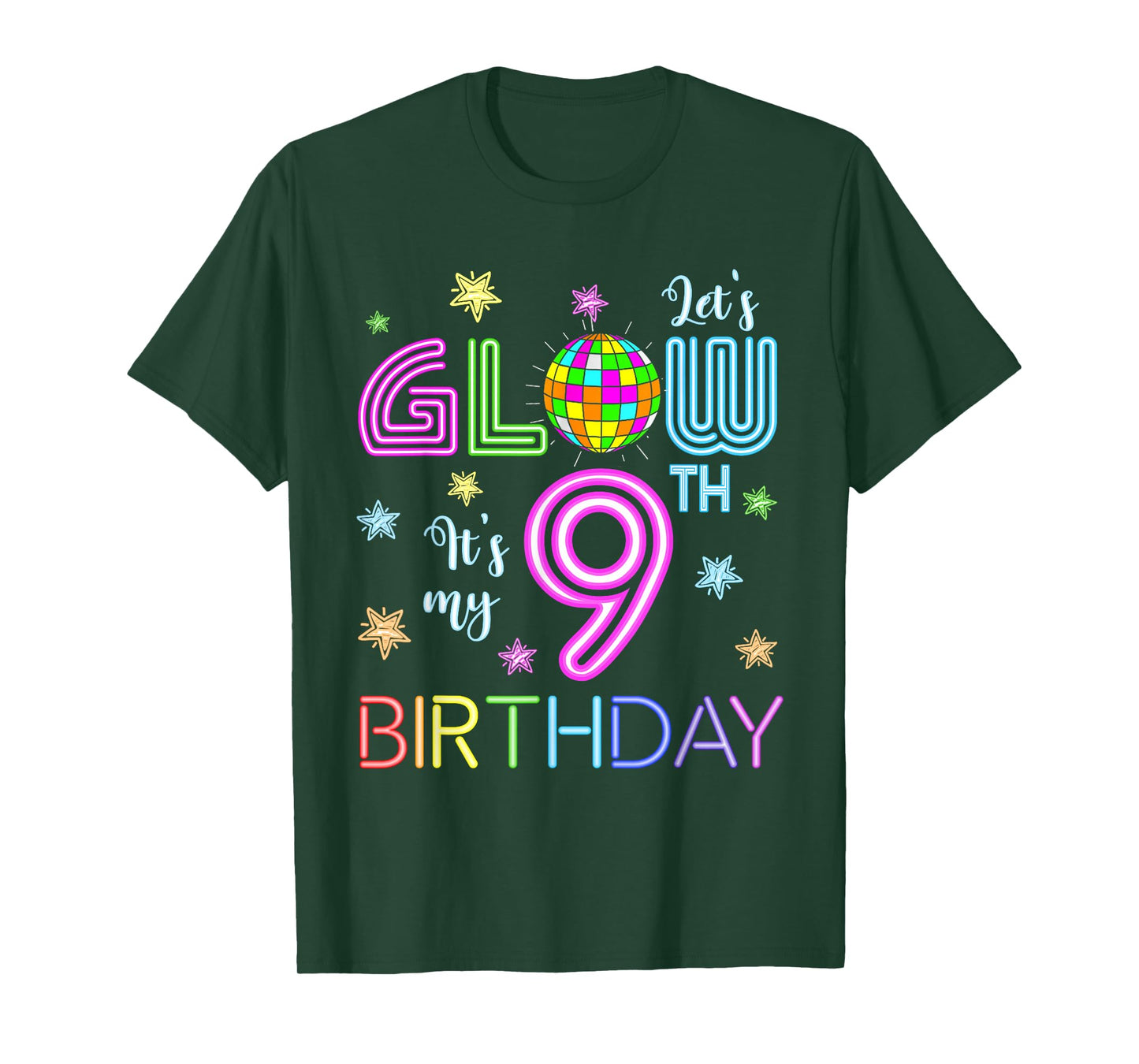 Lets Crazy It's My 9th Birthday Glowing 80s 9 Year Old T-Shirt