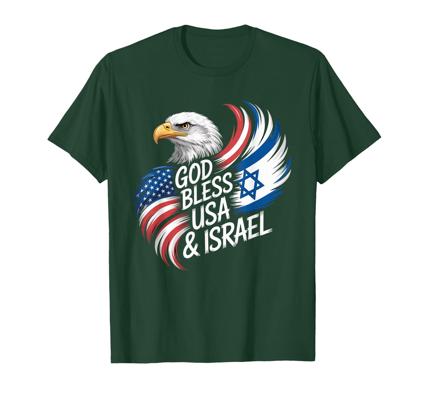 God Bless USA & Israel Support Patriotic Tee T-Shirt