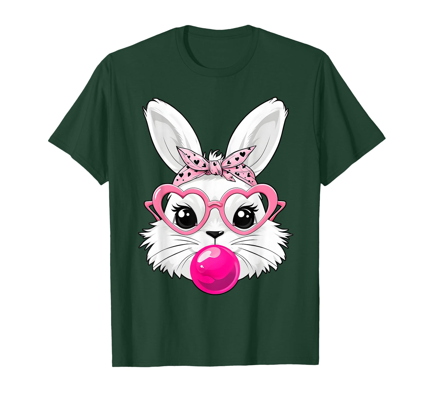 Cute Easter Day Bunny Face With Bandana Heart Glasses T-Shirt
