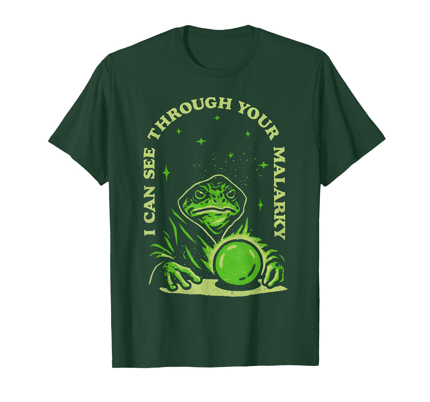 I Can See Through Your Malarky Frog Wizard T-Shirt