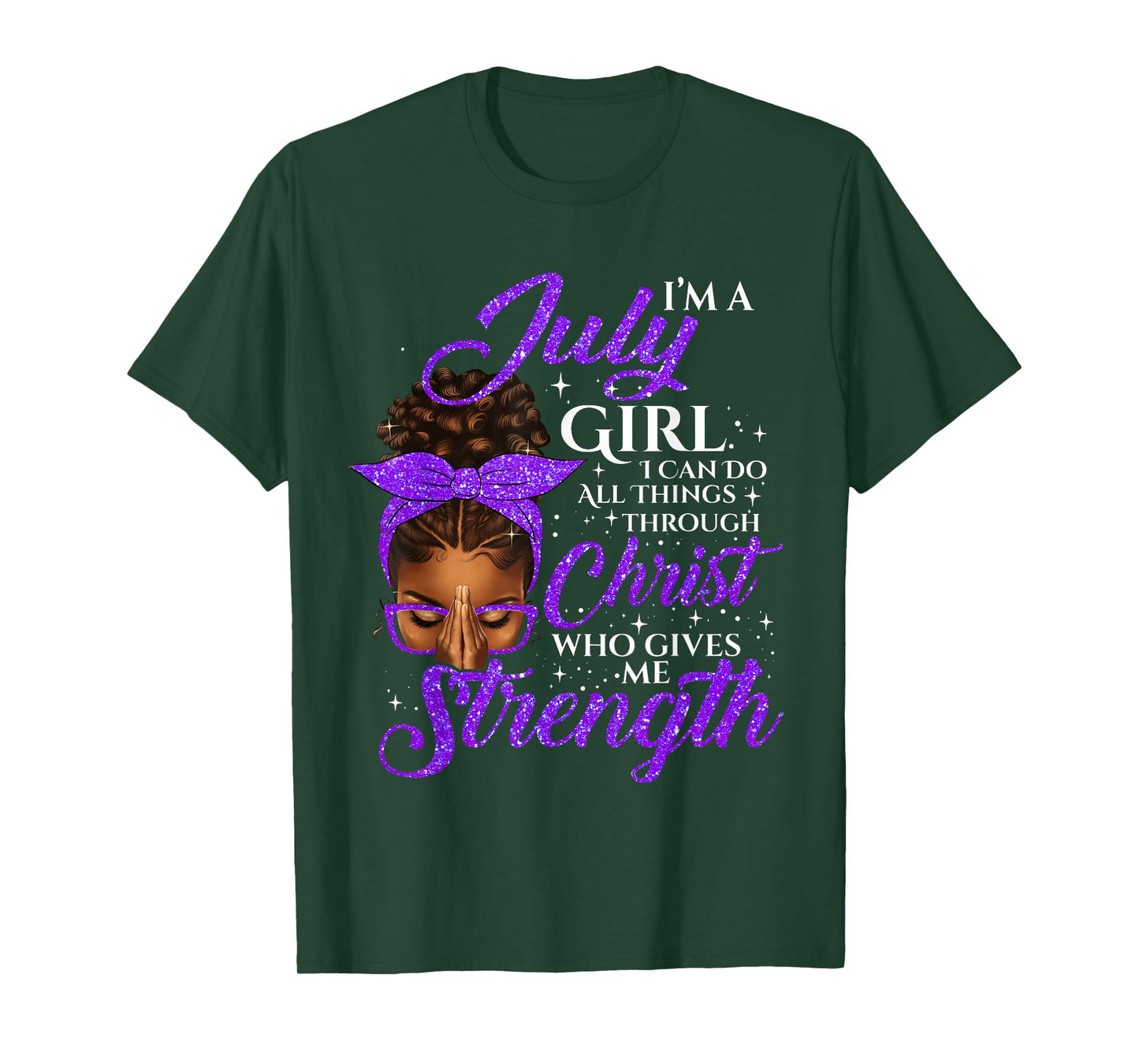 July Girl Birthday Black Women Afro Christian Saying T-Shirt