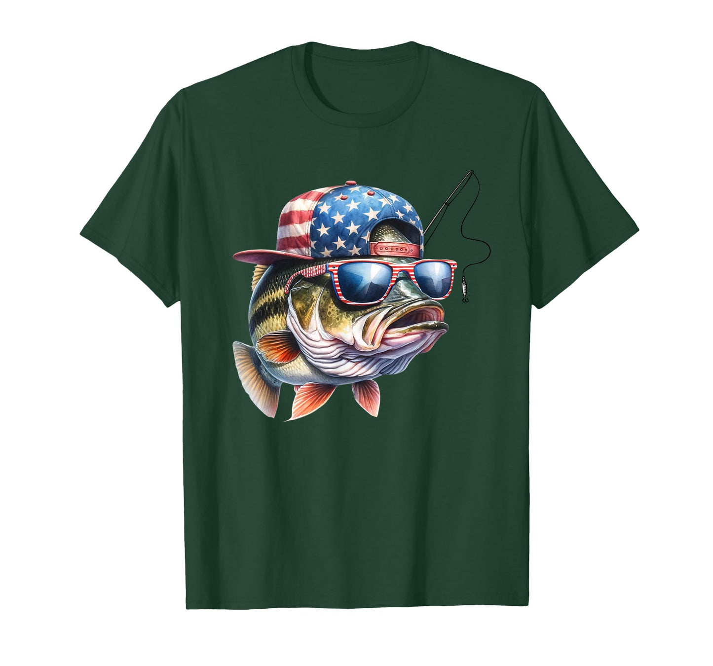 Funny Fishing & Fisherman Gift American Flag T-Shirt