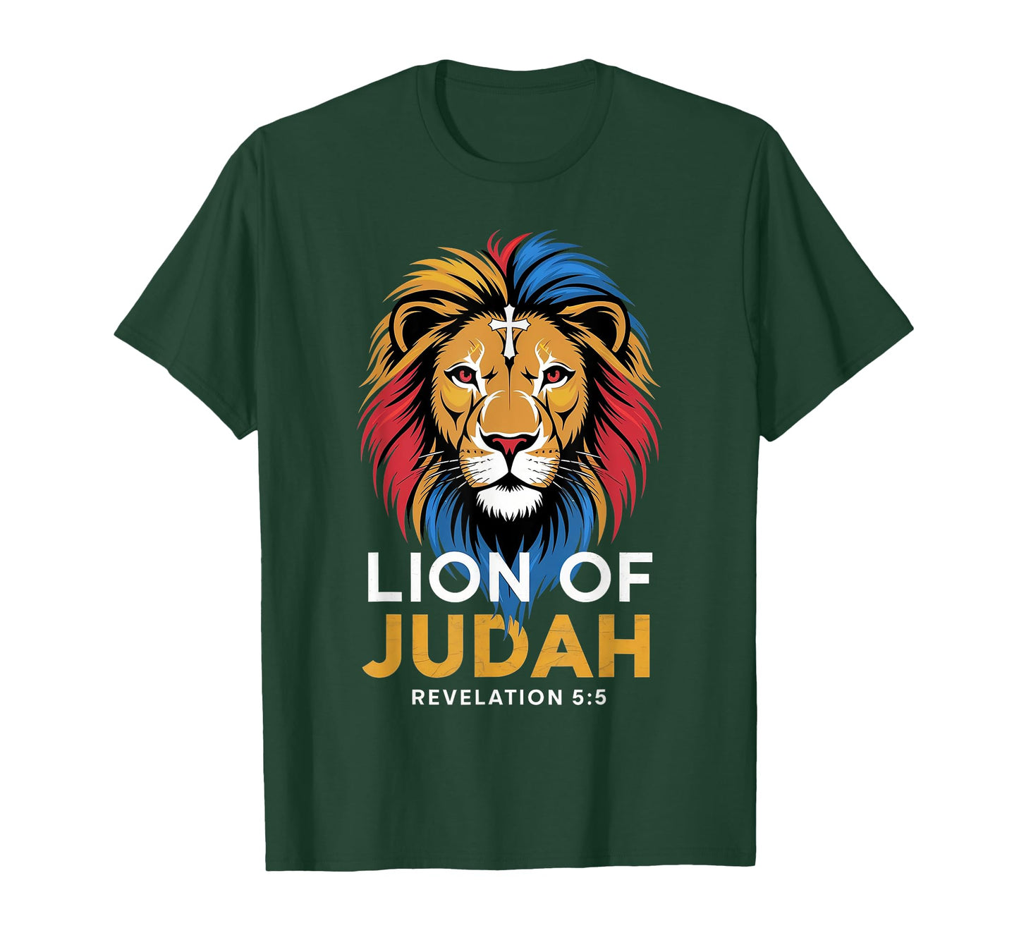 Lion of Judah God Jesus Cross Christian Religious Men Women T-Shirt