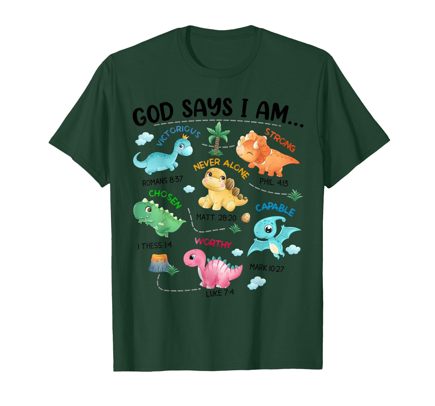 God Says I Am Funny Dinosaur Bible Verse Christian Kids Boys T-Shirt