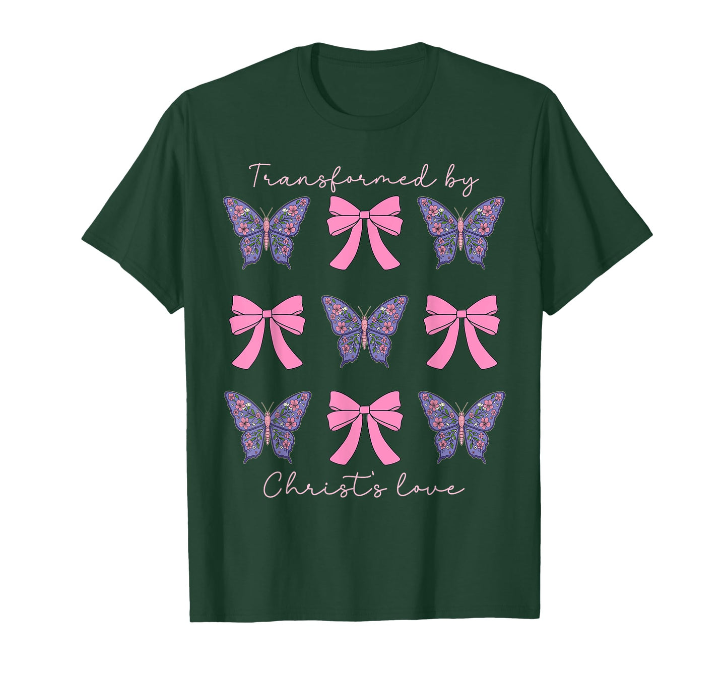 Transformed By Christs Love Coquette Bow Christian Women T-Shirt