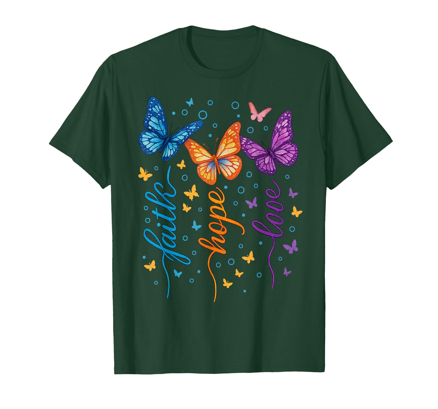 Faith Hope Love Butterfly Colorful Inspirational Quote T-Shirt