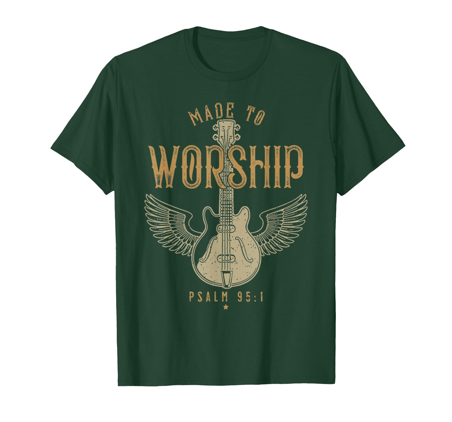 Vintage Made To Worship Psalm 95 1 Jesus Guitar Bible Verse T-Shirt