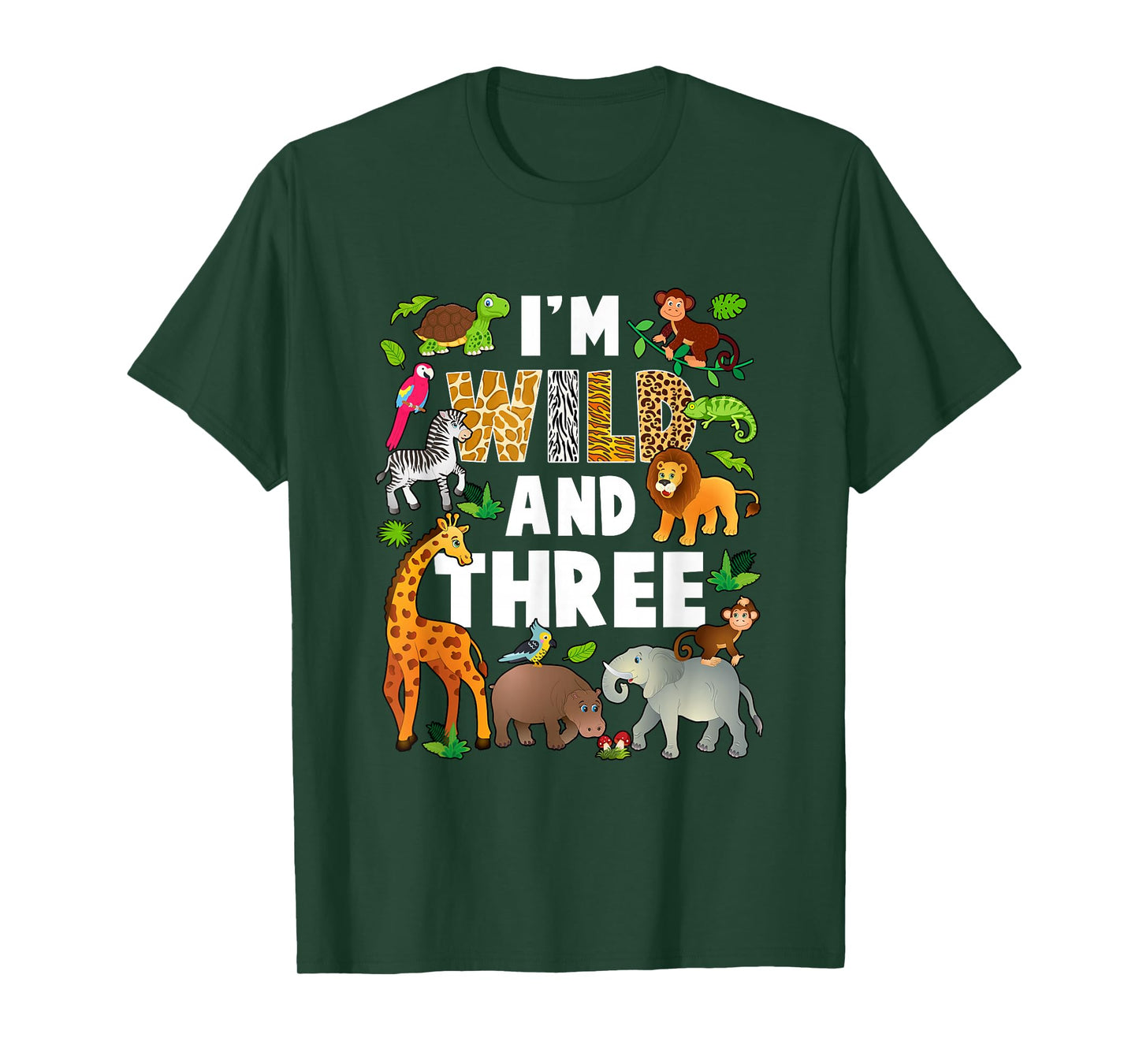 I'm Wild And Three 3 Year Old 3Rd Birthday Safari Jungle T-Shirt