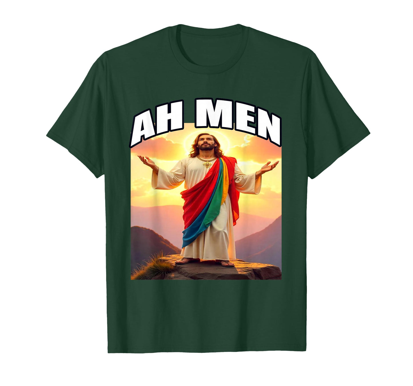 Ah, Men Gay Jesus LGBTQ Pride Funny Christian Pun Tee T-Shirt