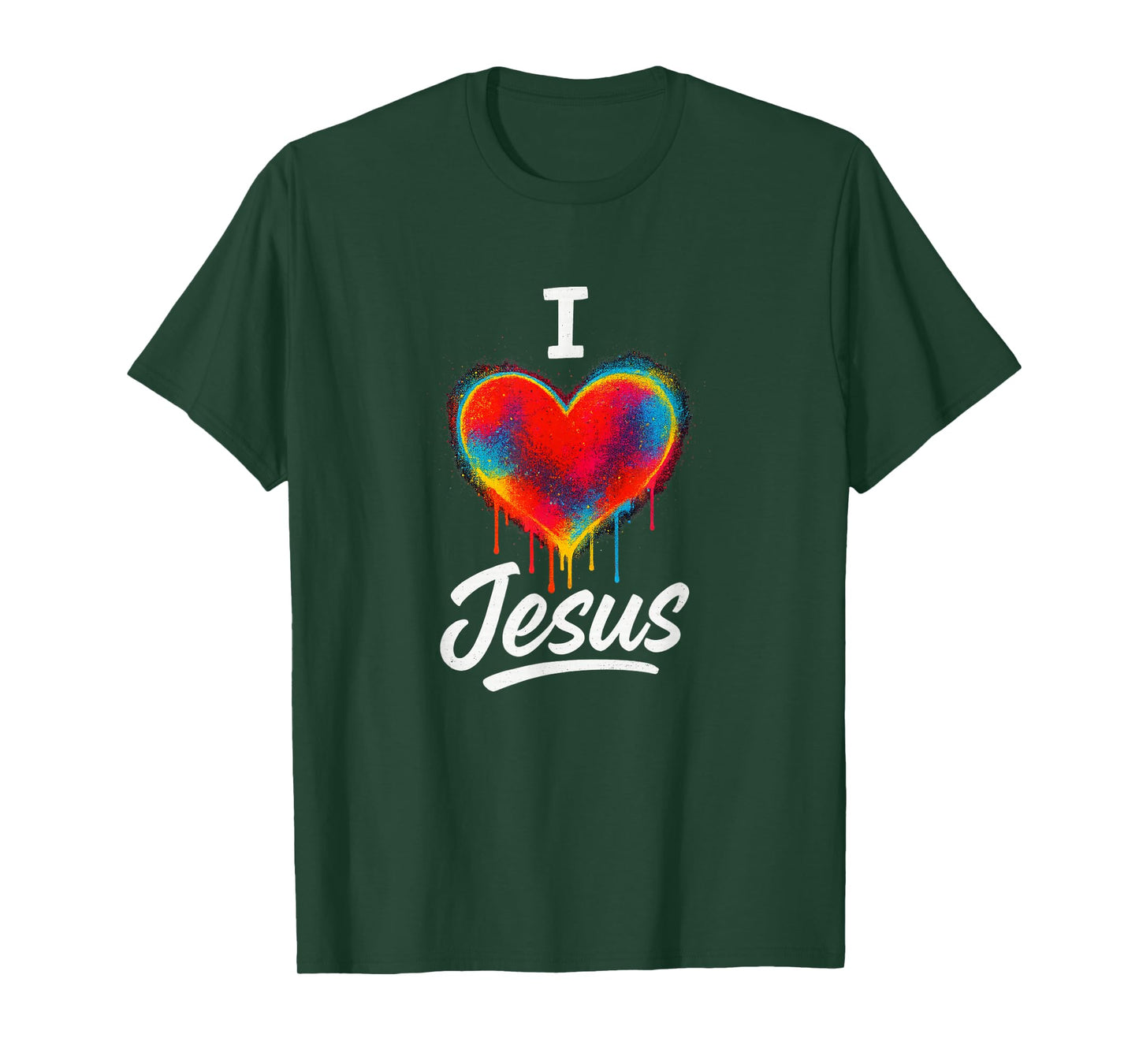 I Love Jesus Graffiti Heart Urban Christian Design T-Shirt