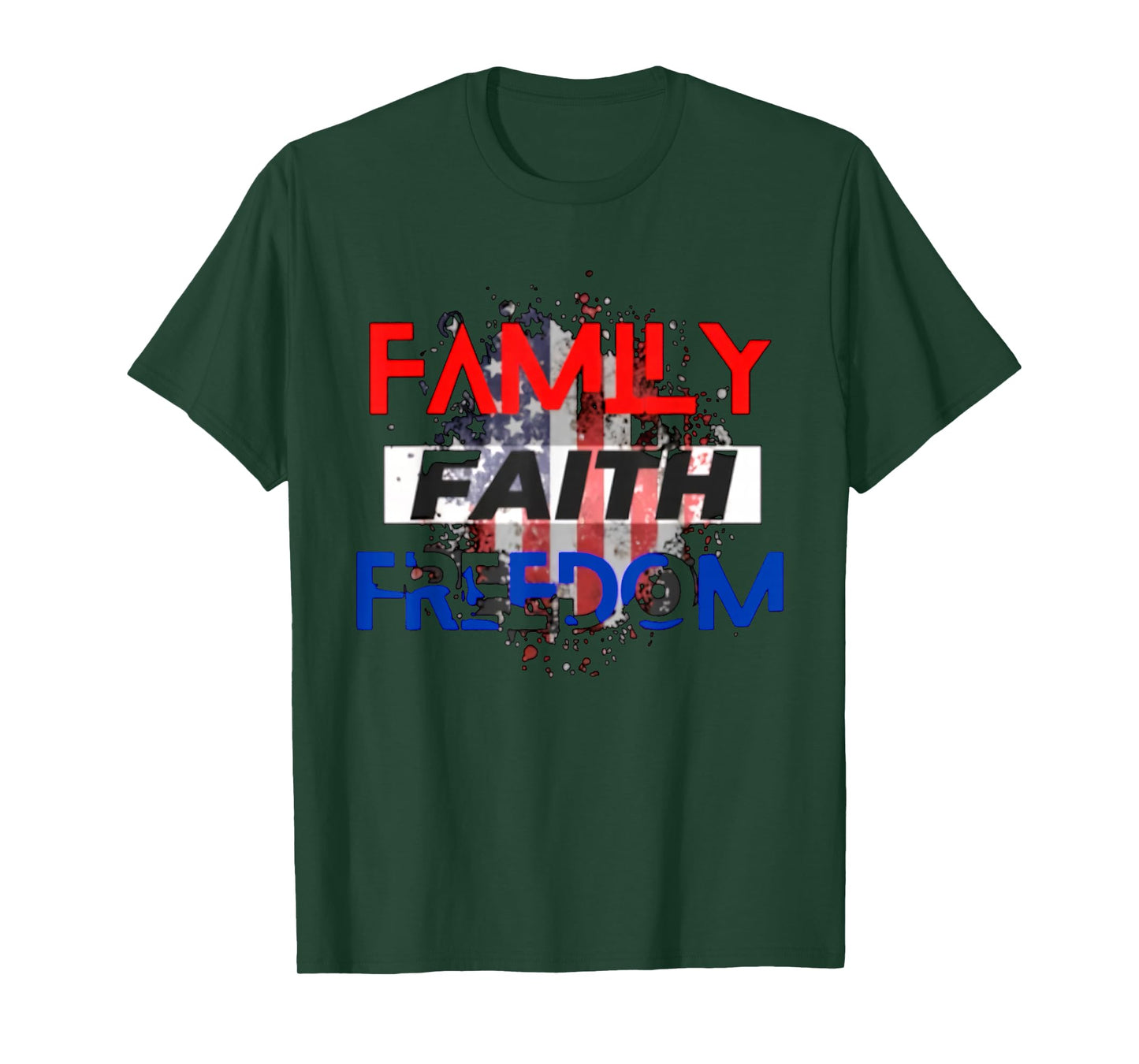 Faith Family Freedom Vintage USA Flag T-Shirt