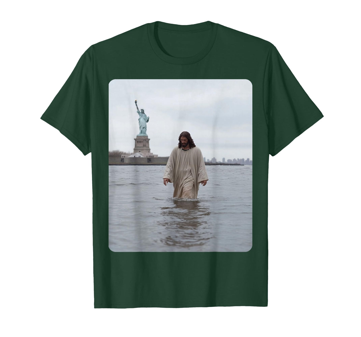 Jesus Christ The Statue of Liberty USA New York Christian T-Shirt