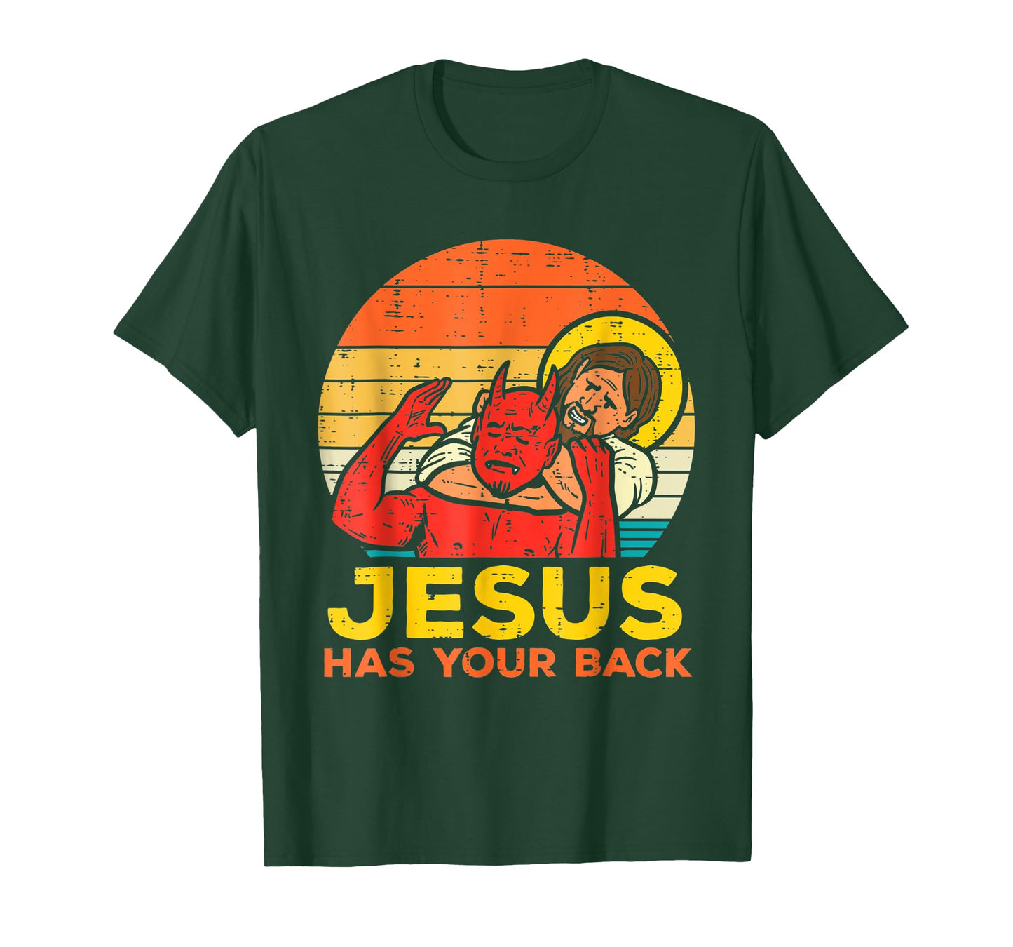 Jesus Has Your Back Jiu Jitsu Retro Christian Men Women Kids T-Shirt
