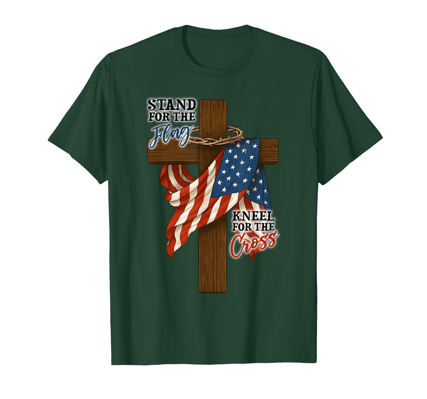 Stand For The Flag 4th Of July Cross USA Flag Christian Men T-Shirt
