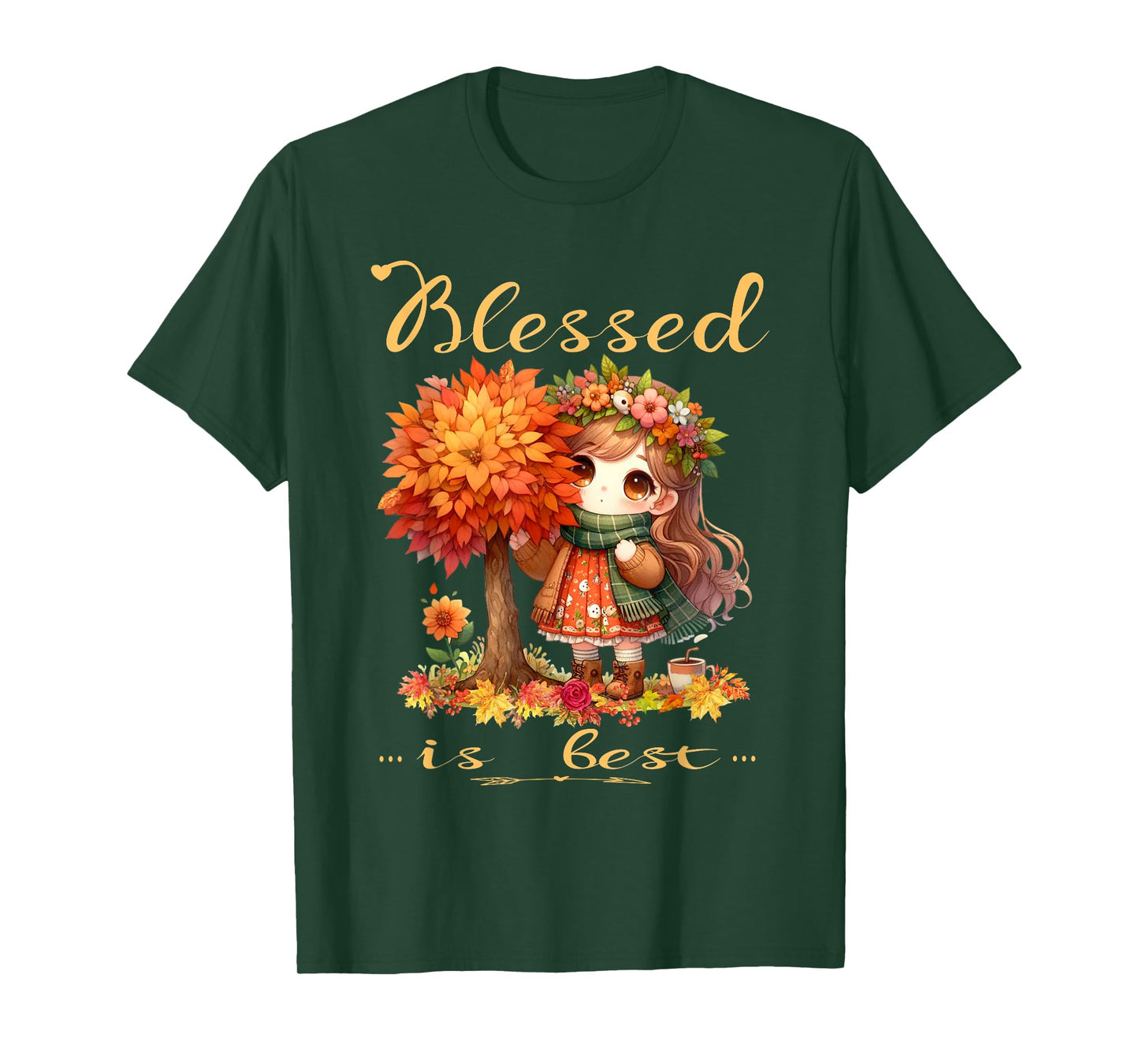 Blessed is Best Fall & Autumn Harvest Cute Vintage Girl T-Shirt