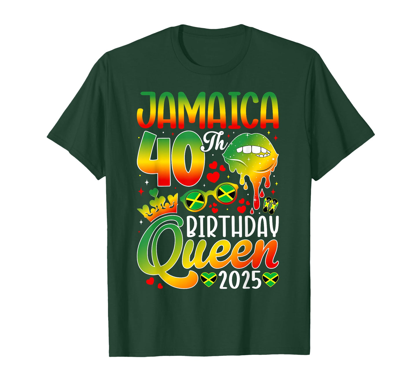 40Th Birthday Queen Jamaica Girl Matching Party 2025 T-Shirt