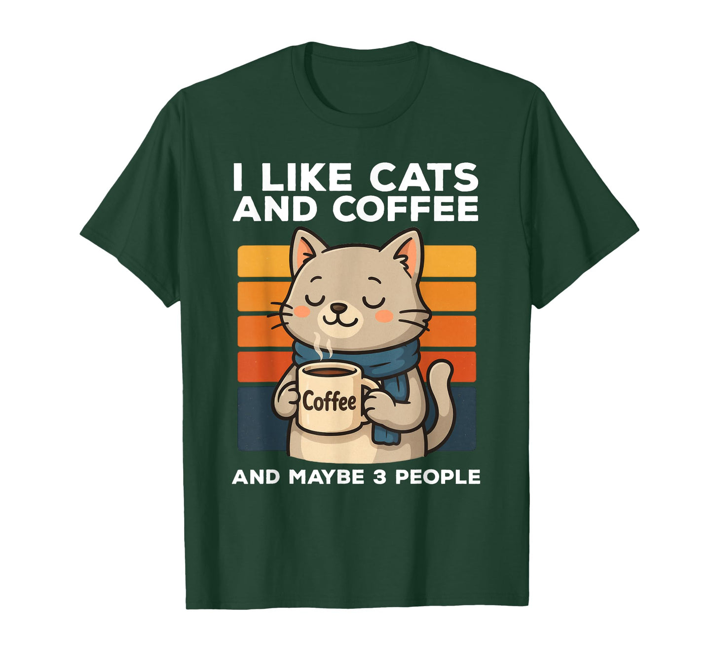 I Like Cats And Coffee And Maybe 3 People Funny Cat Vintage T-Shirt