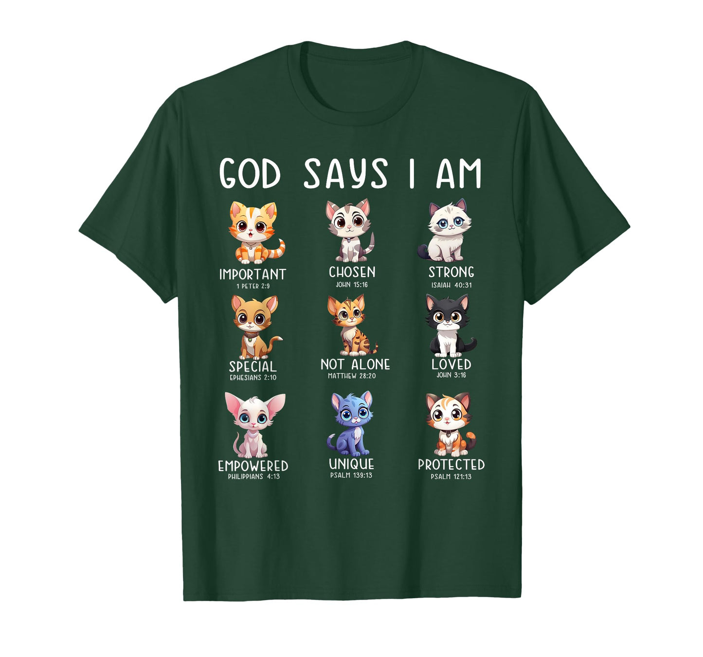 Cute Cats God Say I Am Christian Bible Verse T-Shirt