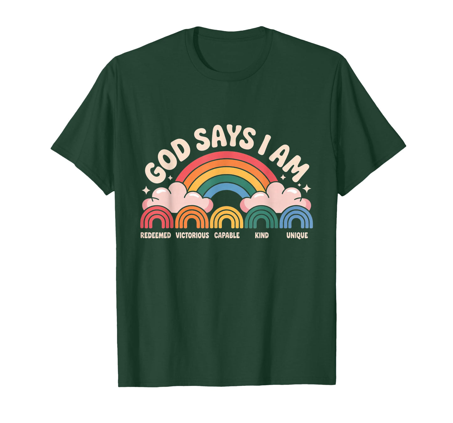 God Says I Am Rainbow Christian Kids Design T-Shirt