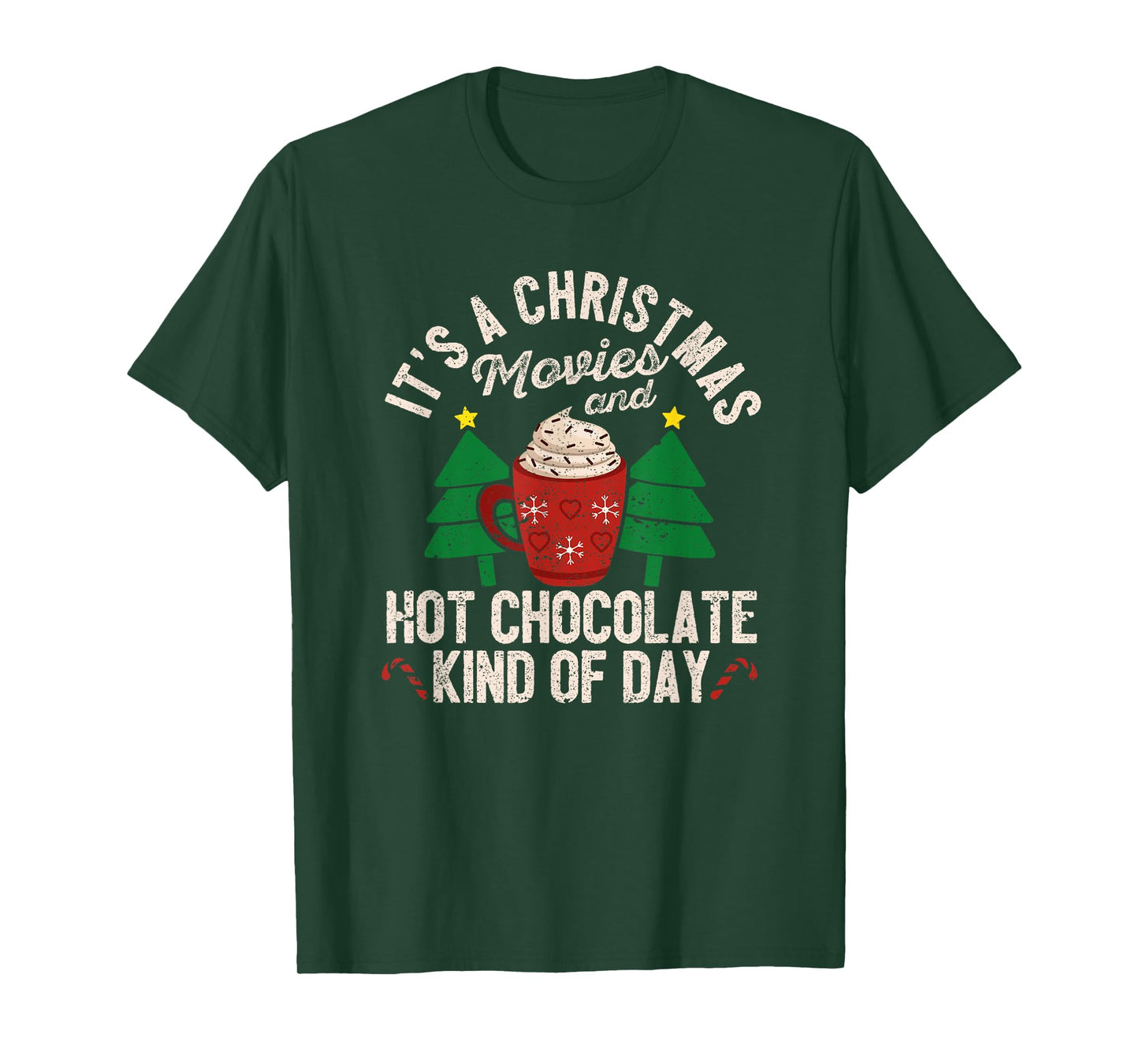 It's A Cristmas Movies And Hot Chocolate Funny Xmas PJ Movie T-Shirt