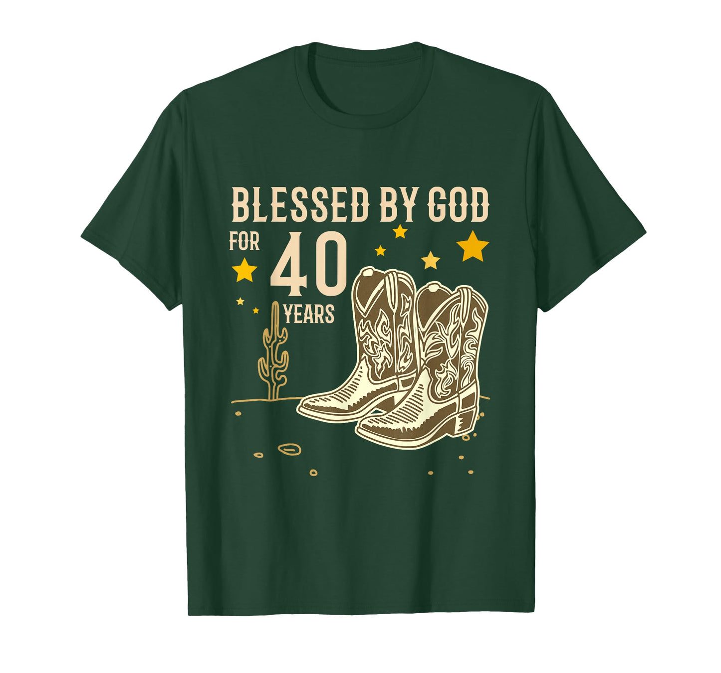 Vintage Blessed by God for 40 Years Cowboy 40th Birthday Men T-Shirt