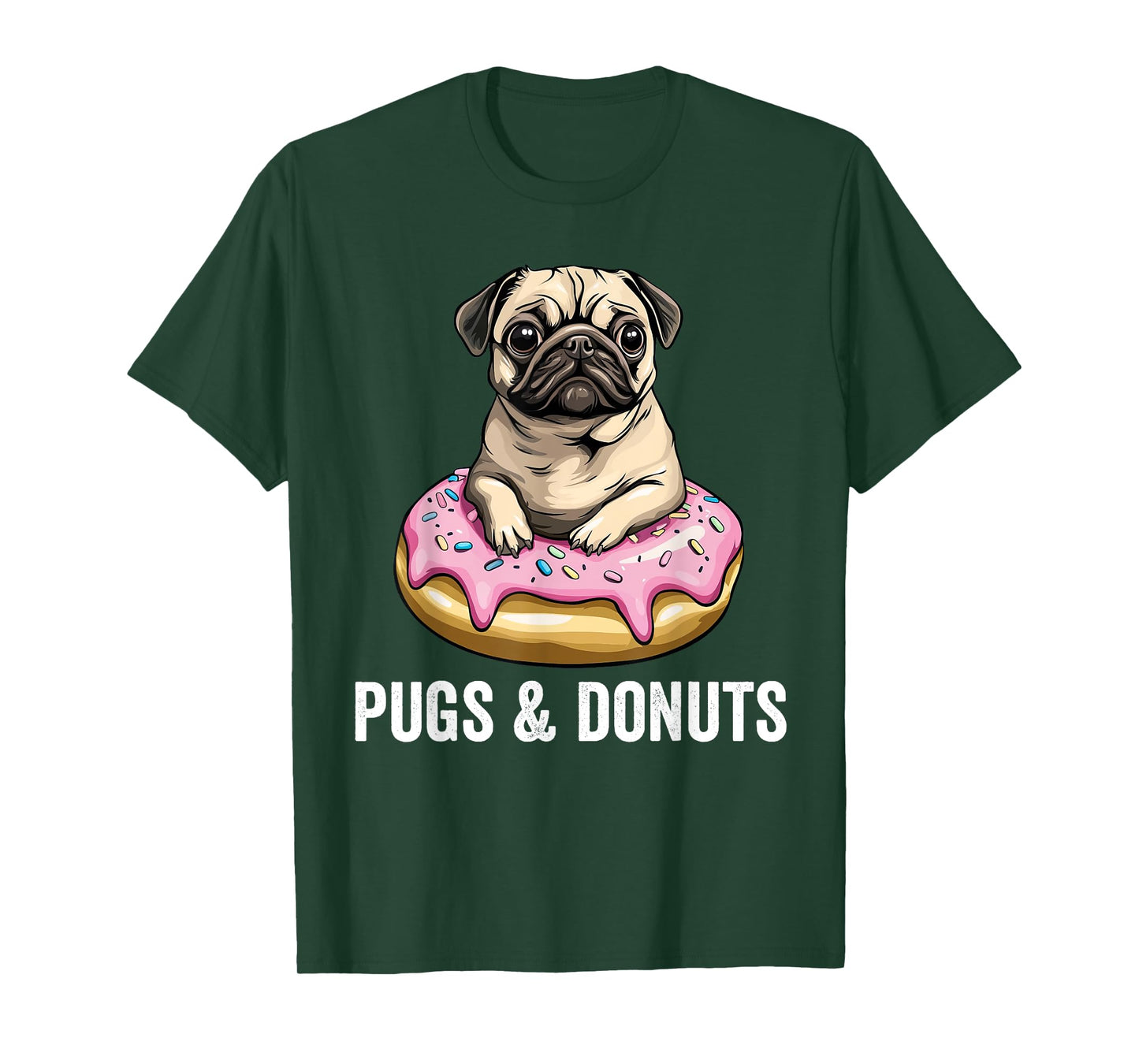 Pugs & Donuts Funny Dog Pug T-Shirt for Men Women Kids