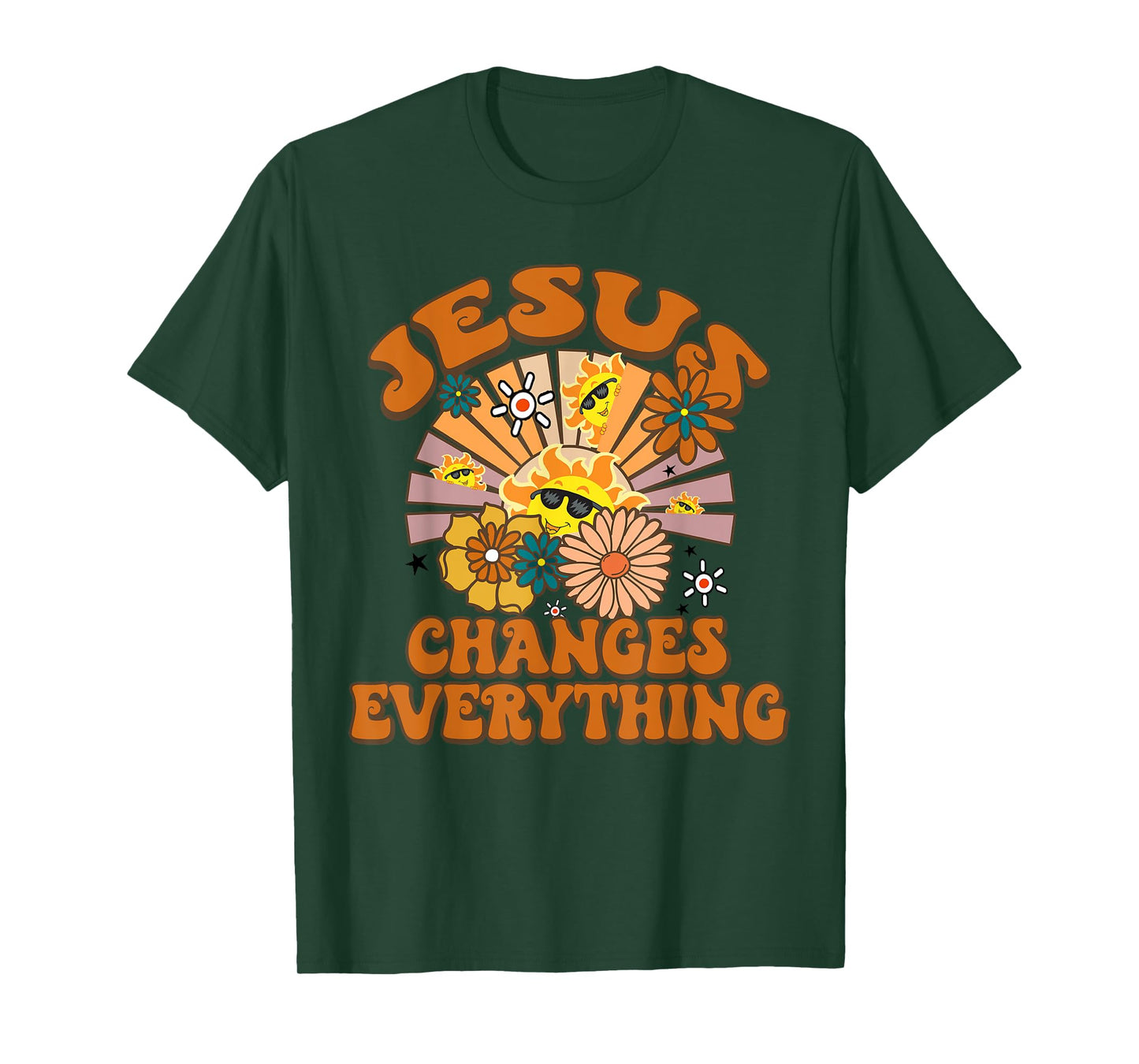 Jesus Changes Everything Funny Christian Retro Groovy Boho T-Shirt
