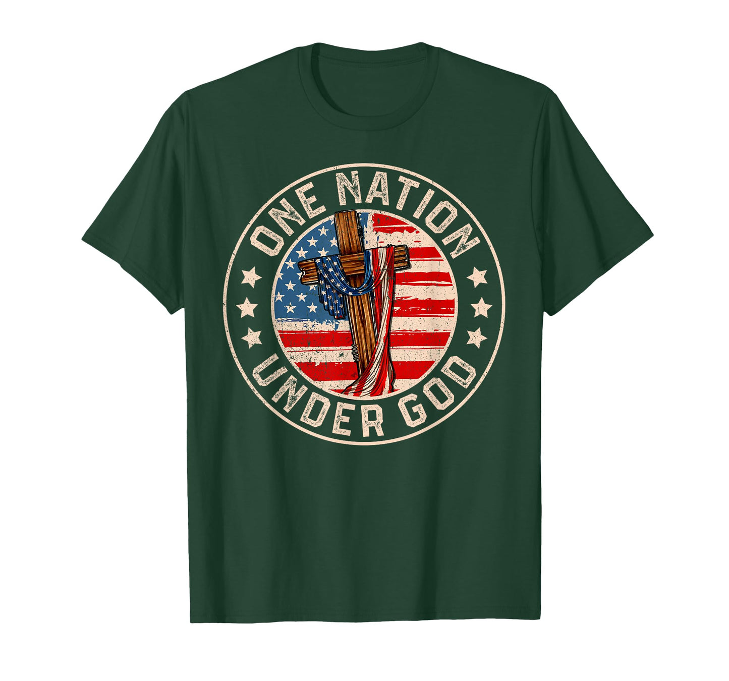 One Nation Under God American USA Flag Patriotic 4th July T-Shirt
