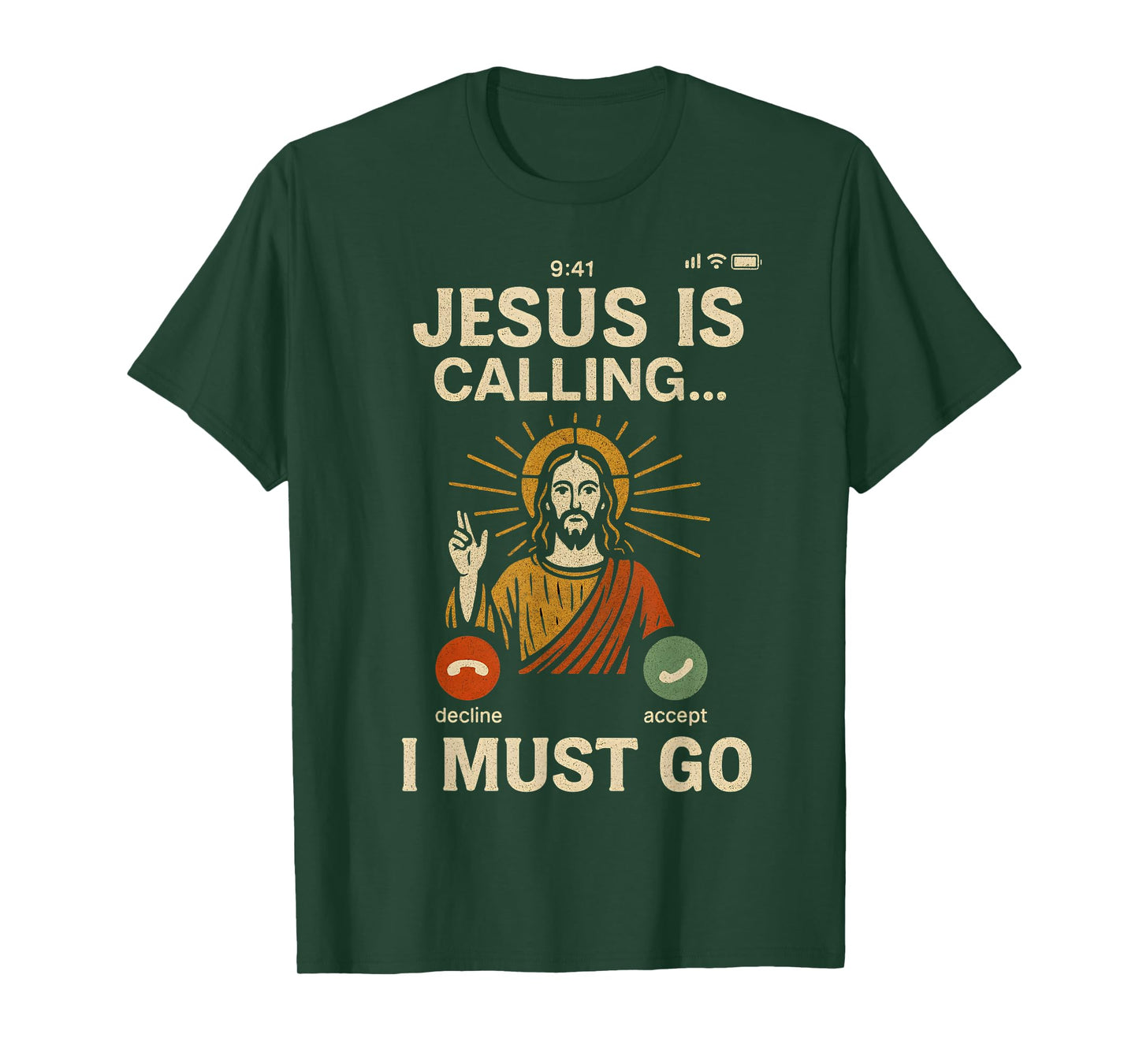 Jesus is Calling I Must Go Retro Christian Faith Vibes T-Shirt