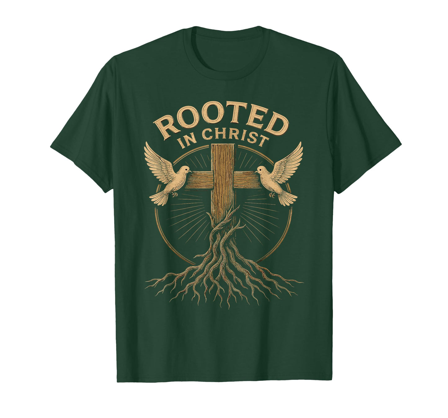 Rooted in Christ Retro Christian Cross Vintage Verse T-Shirt