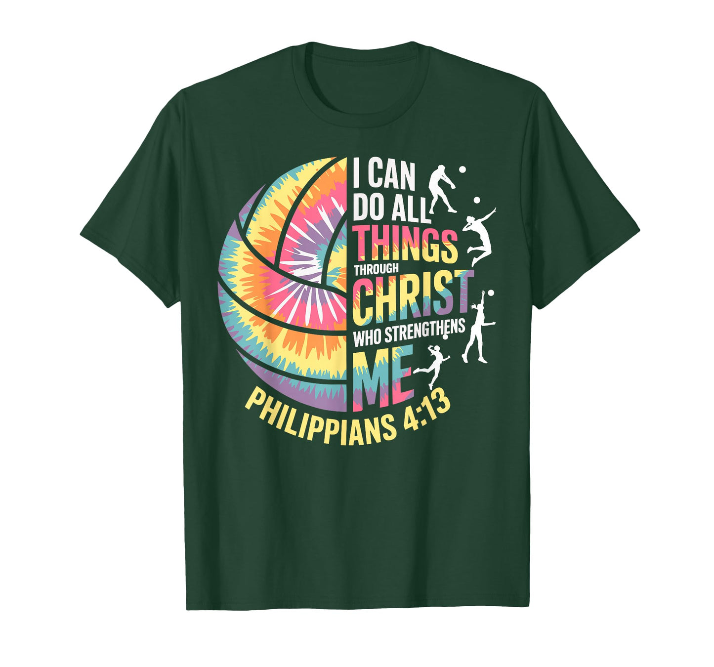 Volleyball Ball Tie Dye I Can Do All Things Through Christ T-Shirt