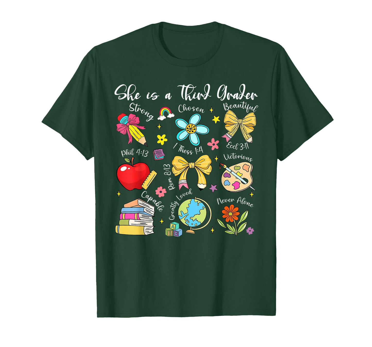 She Is A Third Grader Bible Verses Back To School Floral T-Shirt