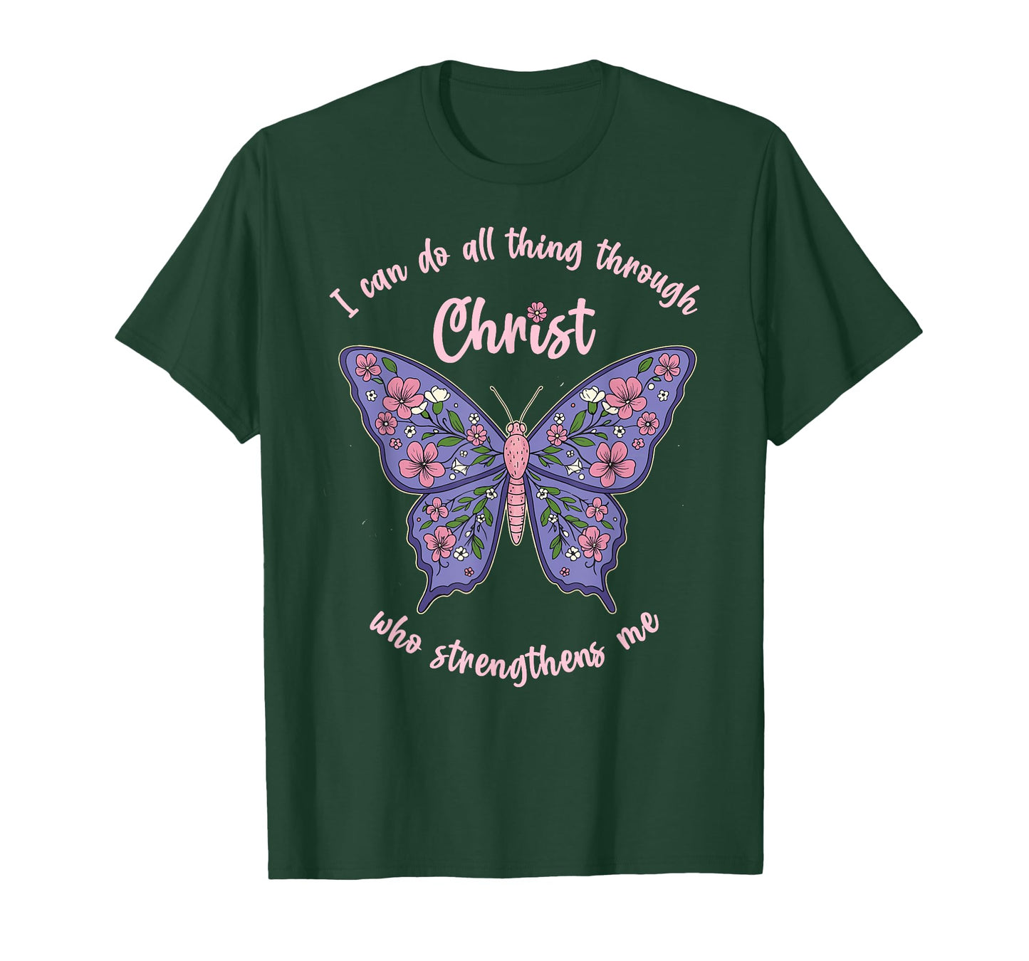 I Can Do All Things Through Christ Chinoiserie Butterfly T-Shirt