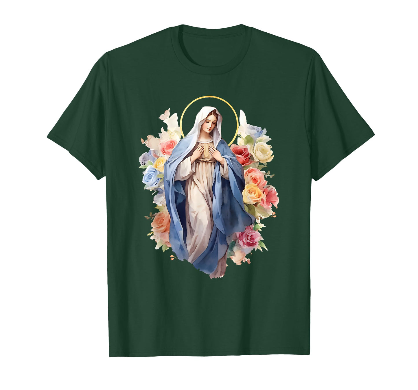 Blessed Mother Mary Mother of Jesus Roses Our Lady Catholic T-Shirt