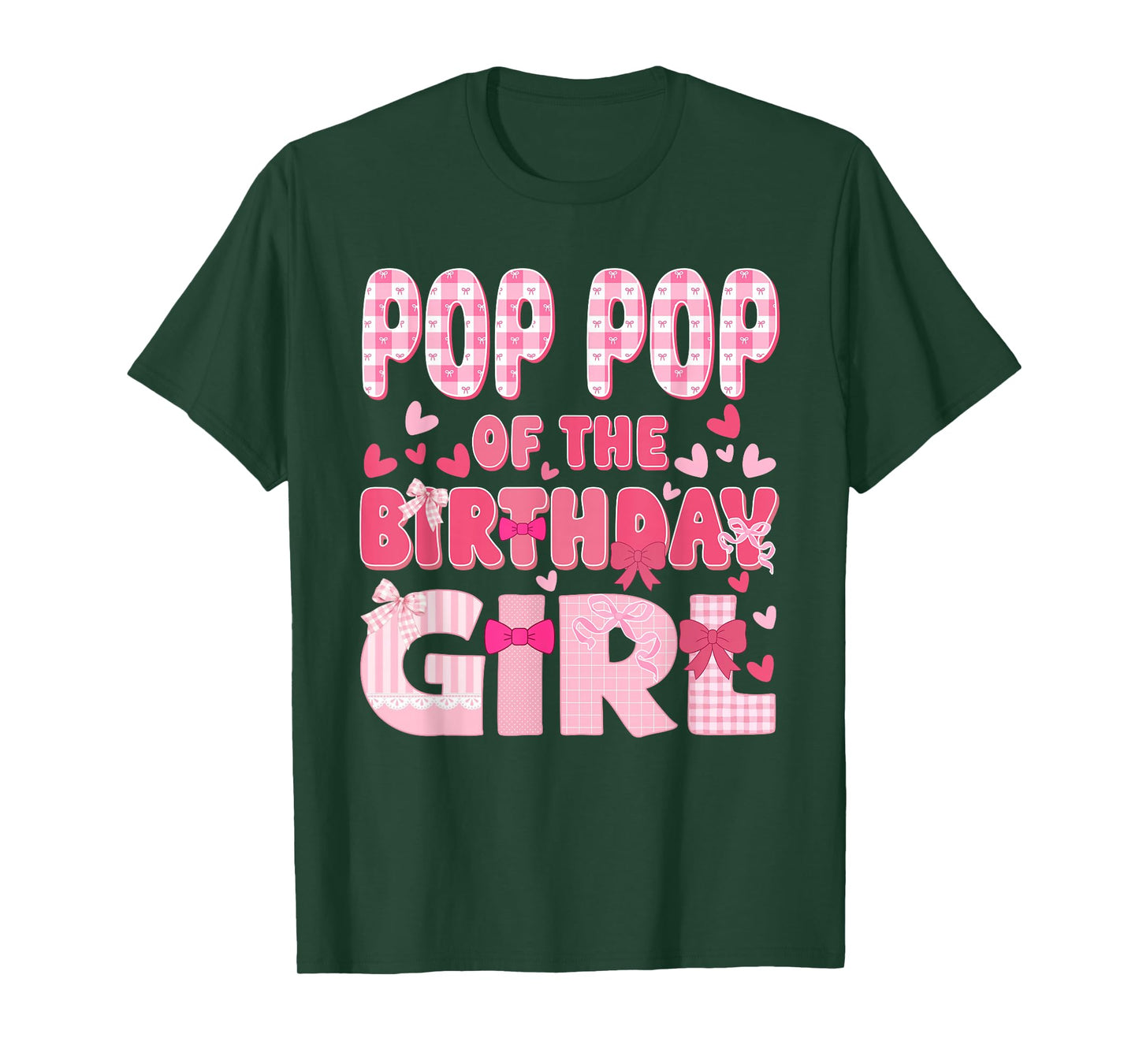 Pop Pop of The Birthday Girl Family Pink Coquette Bow T-Shirt