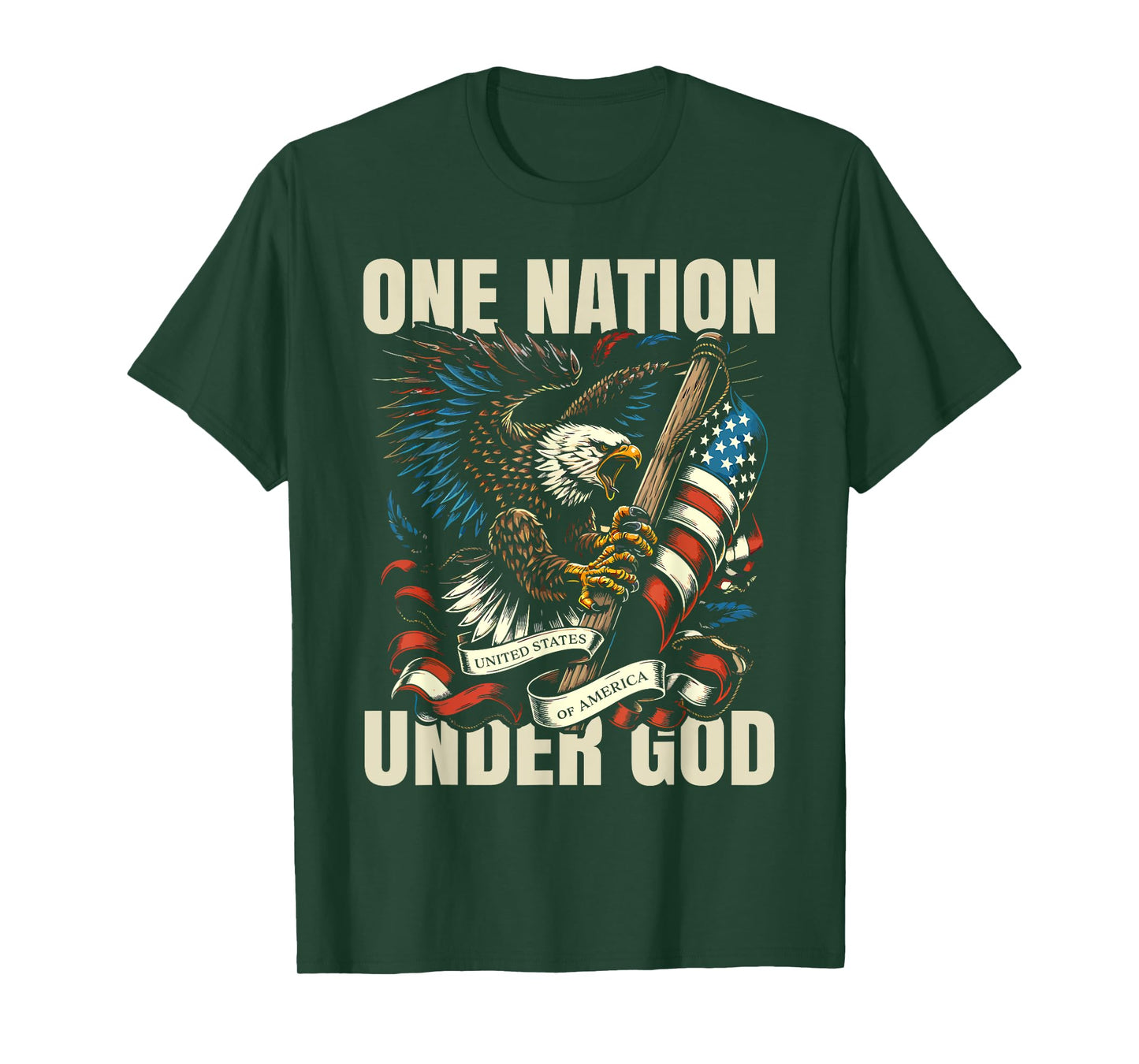 One Nation Under God Patriotic Eagle USA Flag Design T-Shirt