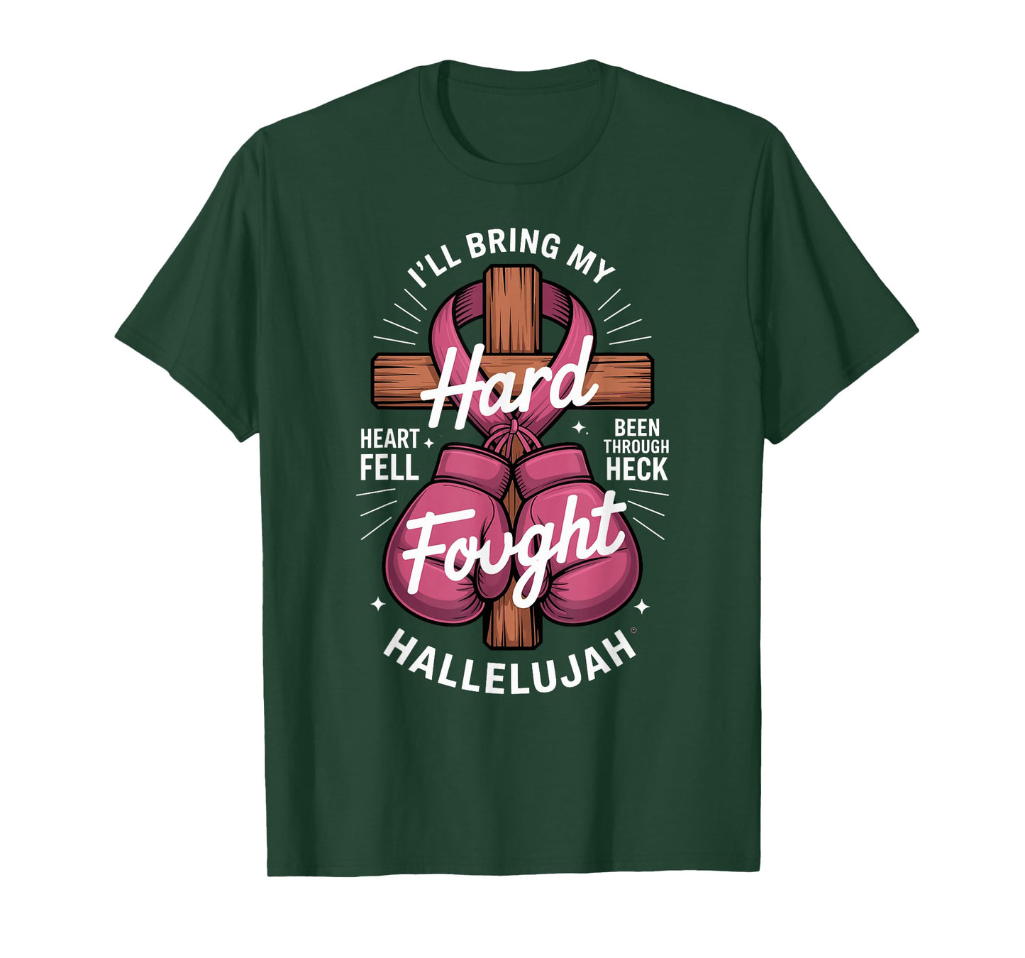 Boxing Cross Prayer Breast Cancer Awareness Christian T-Shirt