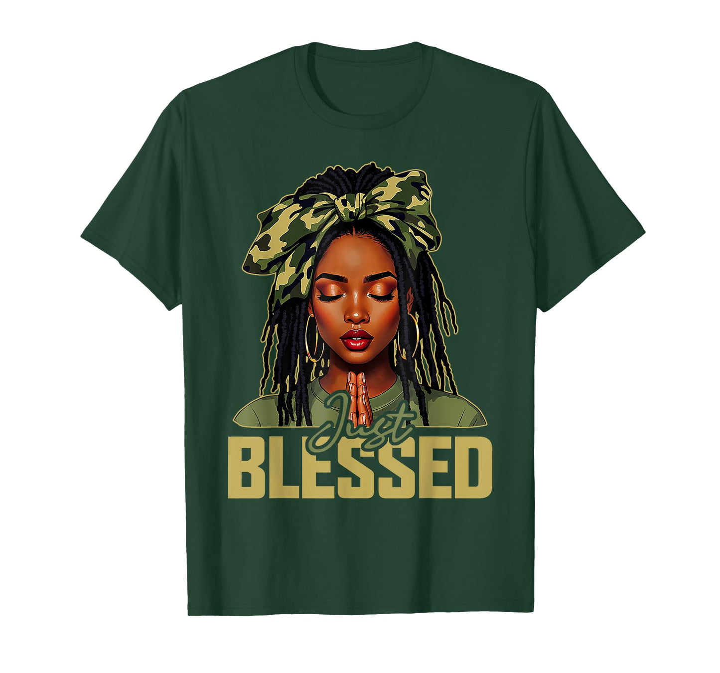 Blessed Black Woman Praying African Christian Camouflage T-Shirt