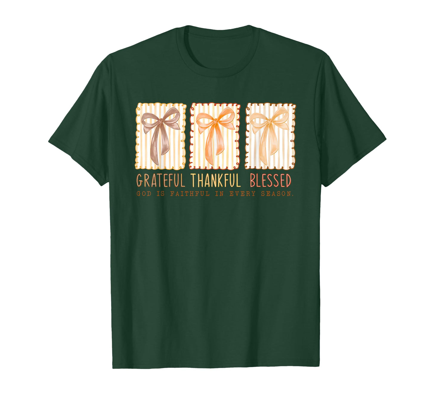 Grateful Thankful Blessed God's Faithful Christian Faith Bow T-Shirt