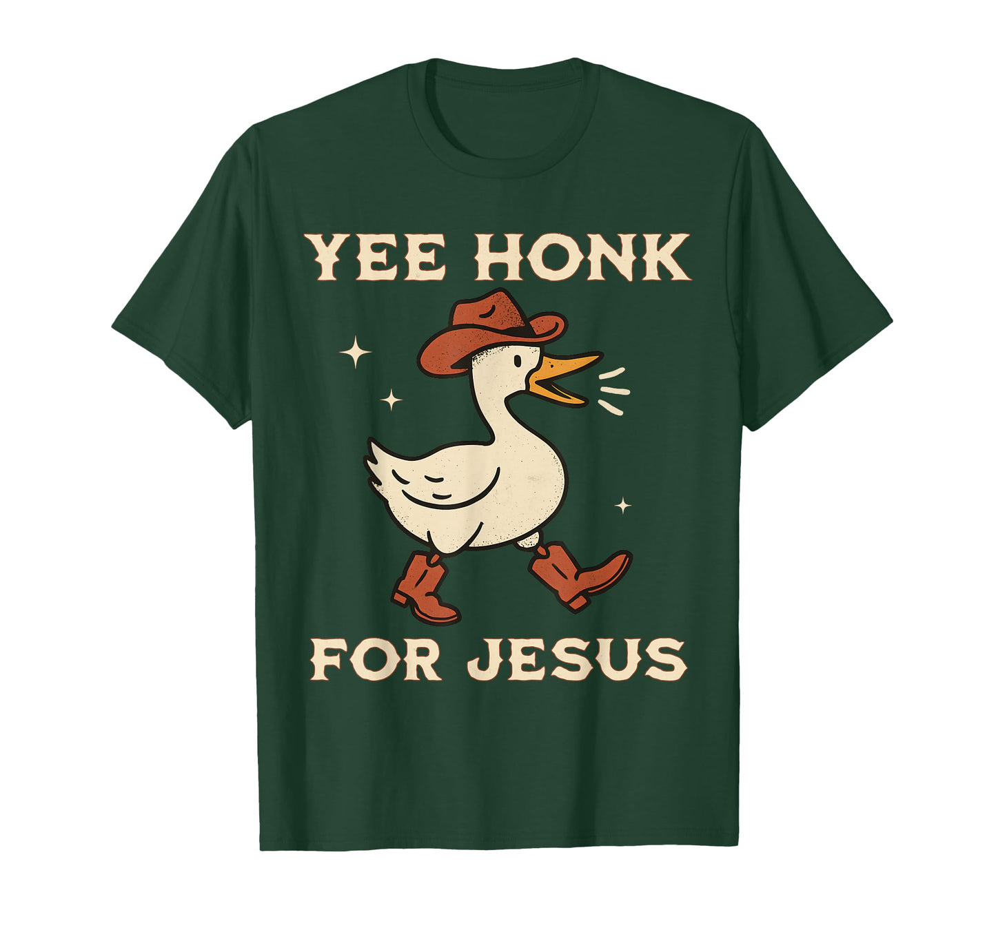 Yee Honk for Jesus Funny Christian Goose Cowgirl Western T-Shirt
