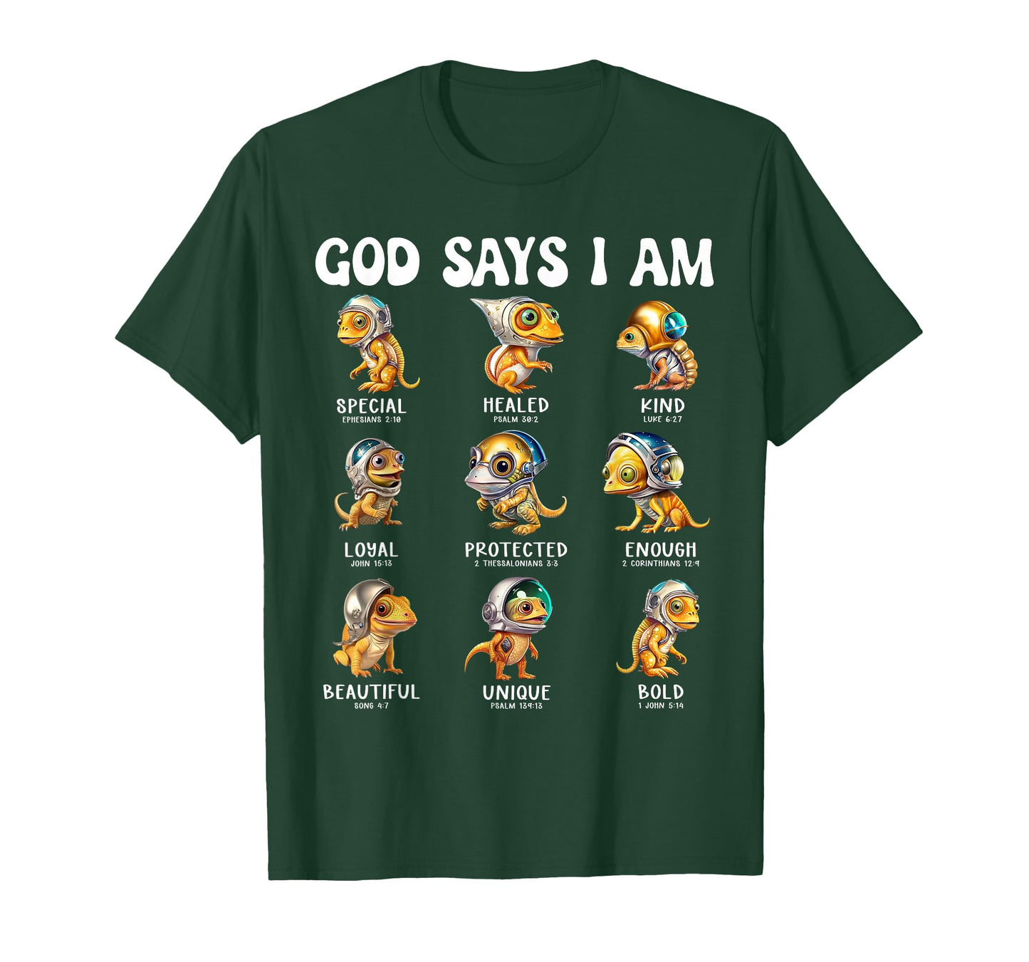 God Says I Am Astronaut Reptile Scripture Bible Design T-Shirt