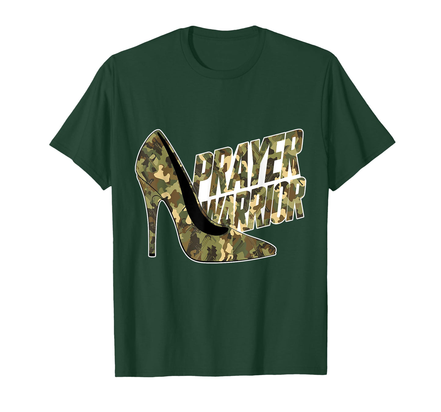 Camo Heels Prayer Warrior God Jesus Christian Faith Women T-Shirt
