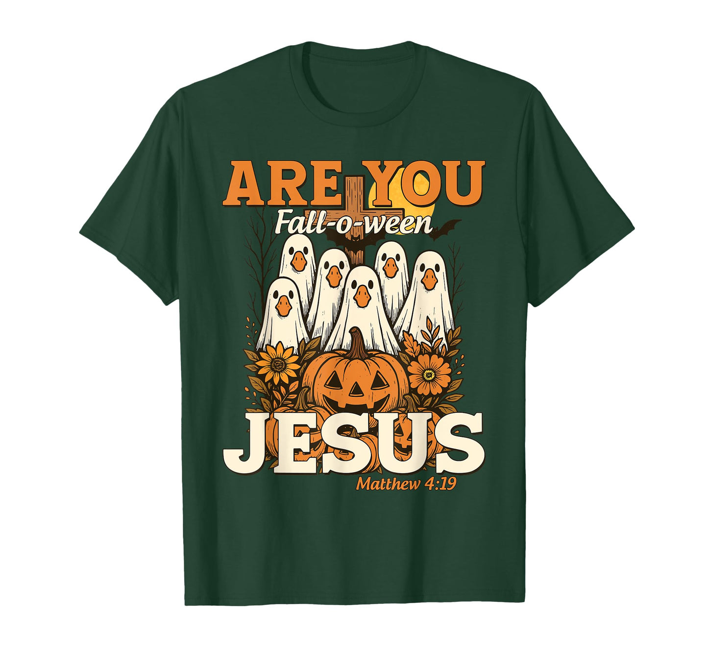 are You Fall-O-Ween Jesus Christian Halloween Pumpkins Goose T-Shirt